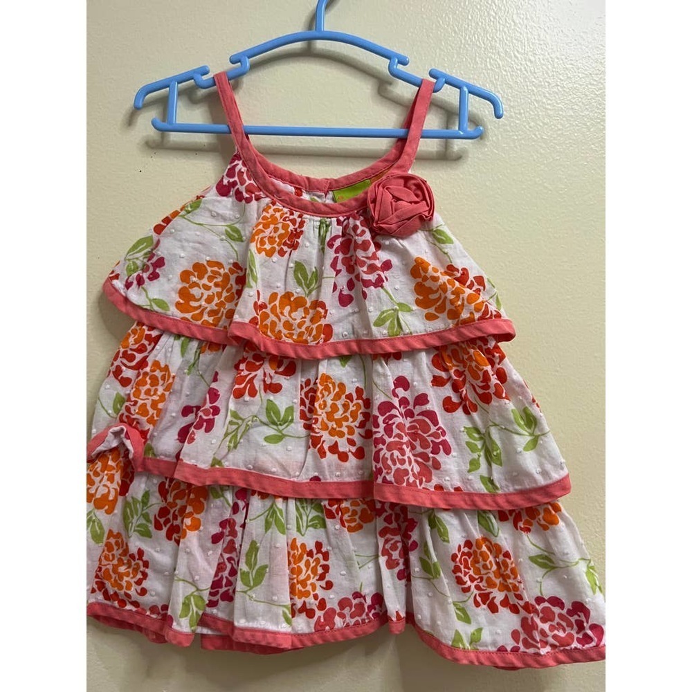 Penelope Mack Peach and Pink Spaghetti Strap Dress Sz 12 Months EUC​​​